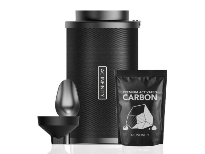 AC Infinity Refillable Carbon Filter Kit, with charcoal refill, 200mm