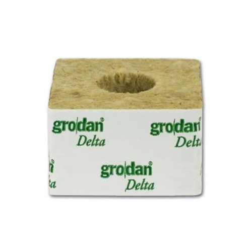 Grodan 75x75x65 mm, pěstební kostka s dírou 42x40 mm, 1 ks