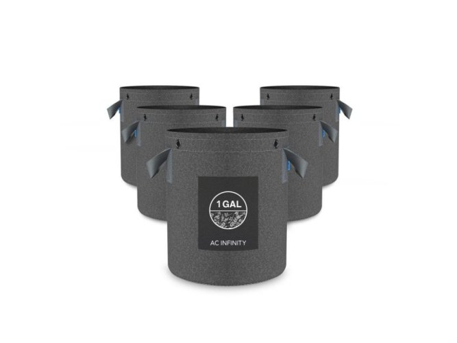 AC Infinity Heavy Duty Reusable Fabric Pots, 3.8L, 5-Pack