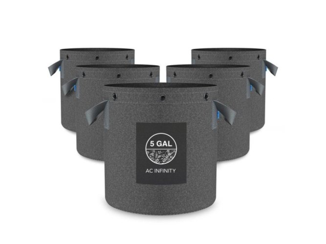 AC Infinity Heavy Duty Reusable Fabric Pots, 19 liters, 5-Pack